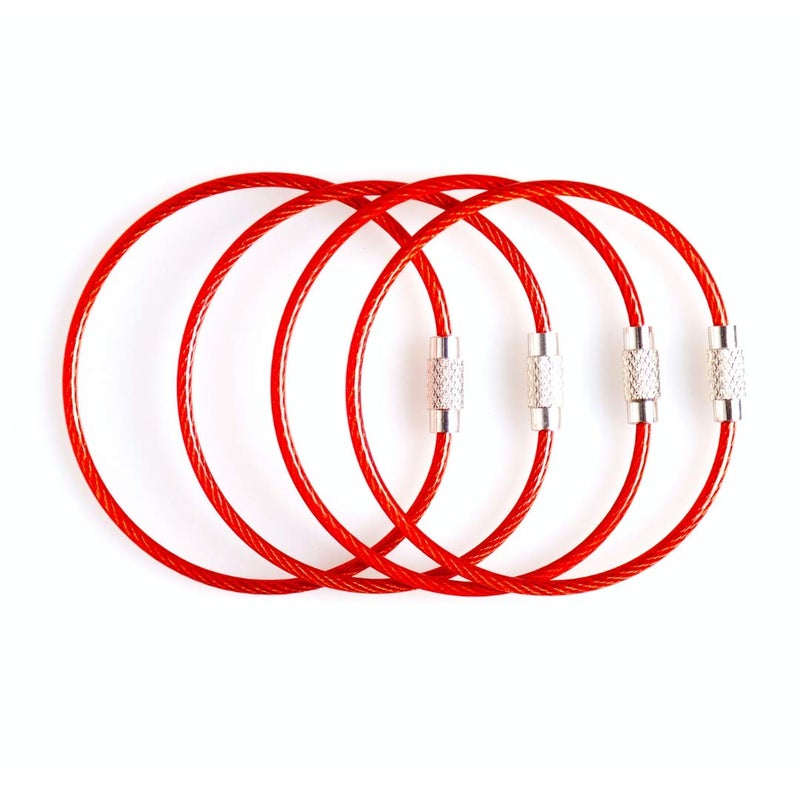 Silipac Stainless Steel Wire Keychain Cable, Twist-Lock 6.3" (16 cm) 2mm â€“ Car Keyring, Luggage Tag, Carabiner â€“ 4 Pack - Image 4